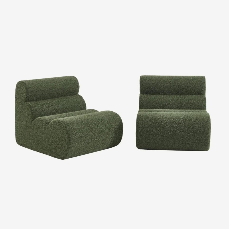 Nova Chauffeuse tissu effet alpaca 1 place lot de 2 Kaki