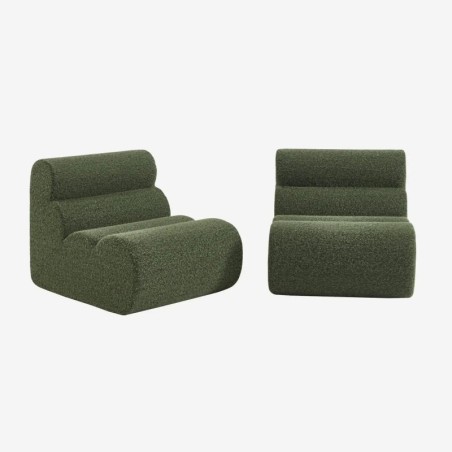 Nova Chauffeuse tissu effet alpaca 1 place lot de 2 Kaki