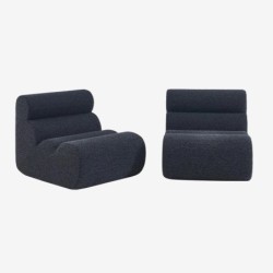 Nova Chauffeuse tissu effet alpaca 1 place lot de 2 Bleu foncé