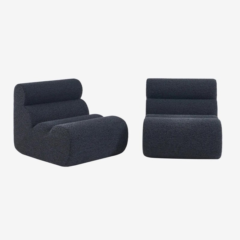 Nova Chauffeuse tissu effet alpaca 1 place lot de 2 Bleu foncé