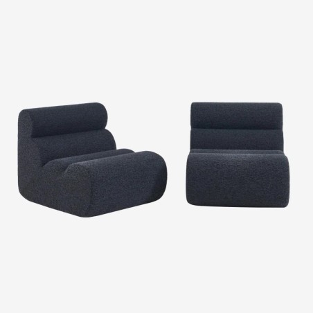 Nova Chauffeuse tissu effet alpaca 1 place lot de 2 Bleu foncé