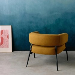 Cristo Fauteuil tissu dossier incurvé piétement métal Moutarde