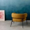Cristo Fauteuil tissu dossier incurvé piétement métal Moutarde