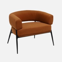 Cristo Fauteuil tissu dossier incurvé piétement métal Terracotta