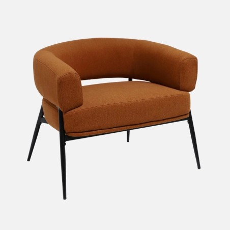 Cristo Fauteuil tissu dossier incurvé piétement métal Terracotta