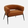 Cristo Fauteuil tissu dossier incurvé piétement métal Terracotta