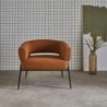 Cristo Fauteuil tissu dossier incurvé piétement métal Terracotta