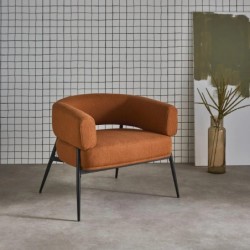 Cristo Fauteuil tissu dossier incurvé piétement métal Terracotta