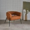 Cristo Fauteuil tissu dossier incurvé piétement métal Terracotta