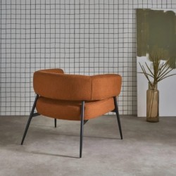 Cristo Fauteuil tissu dossier incurvé piétement métal Terracotta