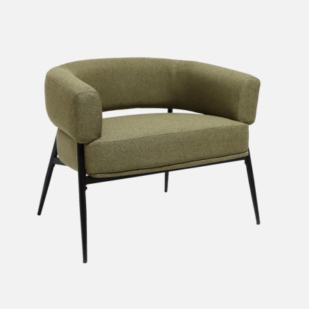 Cristo Fauteuil tissu dossier incurvé piétement métal Kaki