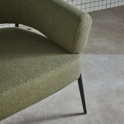 Cristo Fauteuil tissu dossier incurvé piétement métal Kaki