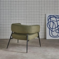 Cristo Fauteuil tissu dossier incurvé piétement métal Kaki