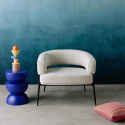 Cristo Fauteuil tissu dossier incurvé piétement métal Blanc