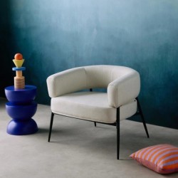 Cristo Fauteuil tissu dossier incurvé piétement métal Blanc