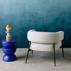 Cristo Fauteuil tissu dossier incurvé piétement métal Blanc