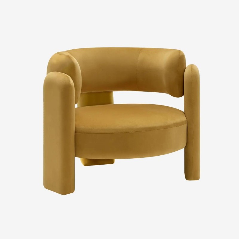 Mellow Fauteuil tripode en velours Moutarde