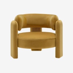 Mellow Fauteuil tripode en velours Moutarde