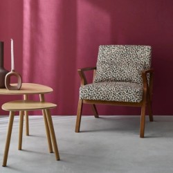 Antoine Fauteuil scandinave bois d'hévéa et imprimé léopard