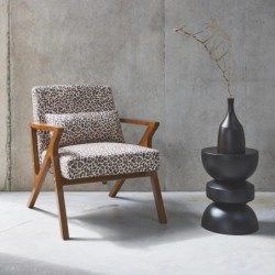 Antoine Fauteuil scandinave bois d'hévéa et imprimé léopard