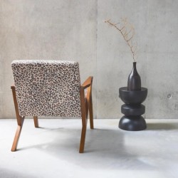 Antoine Fauteuil scandinave bois d'hévéa et imprimé léopard