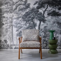 Antoine Fauteuil scandinave bois d'hévéa et imprimé léopard