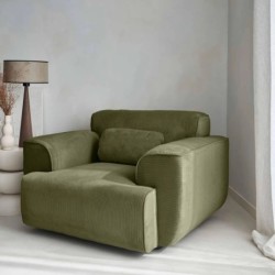 Wallas Fauteuil 1 place velours côtelé Vert