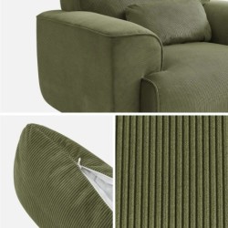 Wallas Fauteuil 1 place velours côtelé Vert