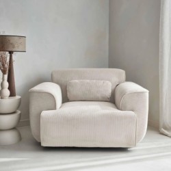 Wallas Fauteuil 1 place velours côtelé Crème