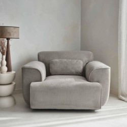 Wallas Fauteuil 1 place velours côtelé Gris clair