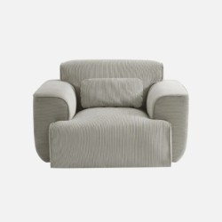 Wallas Fauteuil 1 place velours côtelé Gris clair