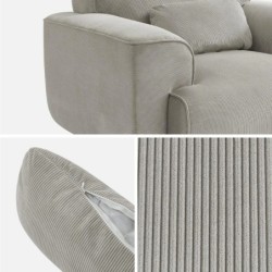 Wallas Fauteuil 1 place velours côtelé Gris clair