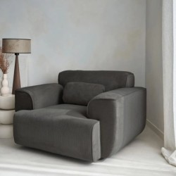 Wallas Fauteuil 1 place velours côtelé Gris foncé