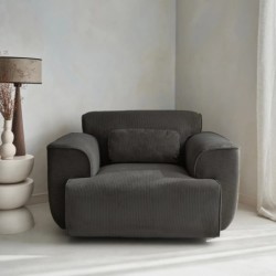 Wallas Fauteuil 1 place velours côtelé Gris foncé