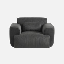 Wallas Fauteuil 1 place velours côtelé Gris foncé