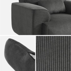 Wallas Fauteuil 1 place velours côtelé Gris foncé
