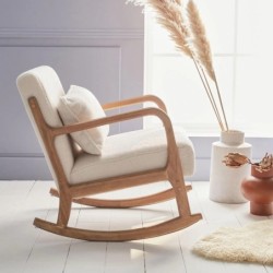 Lorens bouclette Rocking chair scandinave bois d'hévéa et bouclette