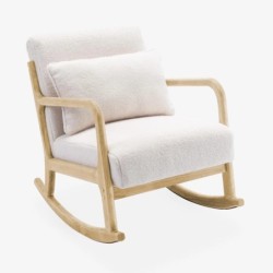 Lorens bouclette Rocking chair scandinave bois d'hévéa et bouclette