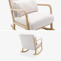 Lorens bouclette Rocking chair scandinave bois d'hévéa et bouclette