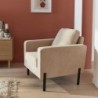 Bjorn Fauteuil pieds métal velours côtelé Beige
