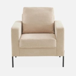 Bjorn Fauteuil pieds métal velours côtelé Beige