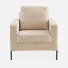 Bjorn Fauteuil pieds métal velours côtelé Beige