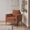Bjorn Fauteuil pieds métal velours côtelé Terracotta