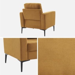 Bjorn Fauteuil pieds métal velours côtelé Ocre