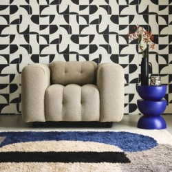 Leon Fauteuil capitonné tissu bouclette texturée Beige