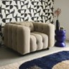 Leon Fauteuil capitonné tissu bouclette texturée Beige