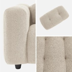 Leon Fauteuil capitonné tissu bouclette texturée Beige