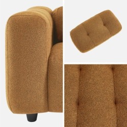 Leon Fauteuil capitonné tissu bouclette texturée Moutarde