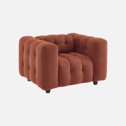 Leon Fauteuil capitonné tissu bouclette texturée Terracotta