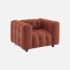 Leon Fauteuil capitonné tissu bouclette texturée Terracotta